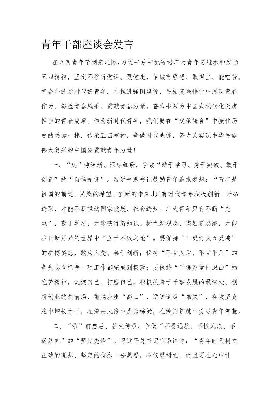 青年干部座谈会发言(2).docx_第1页