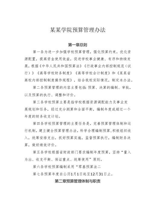 某某学院预算管理办法.docx