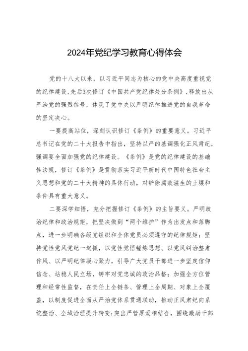 2024年党纪学习教育关于学习《中国共产党纪律处分条例》的心得体会17篇.docx