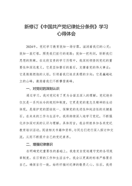 2024 版新修订中国共产党纪律处分条例心得体会优秀范文11篇.docx