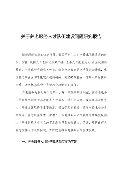 关于养老服务人才队伍建设问题研究报告.docx
