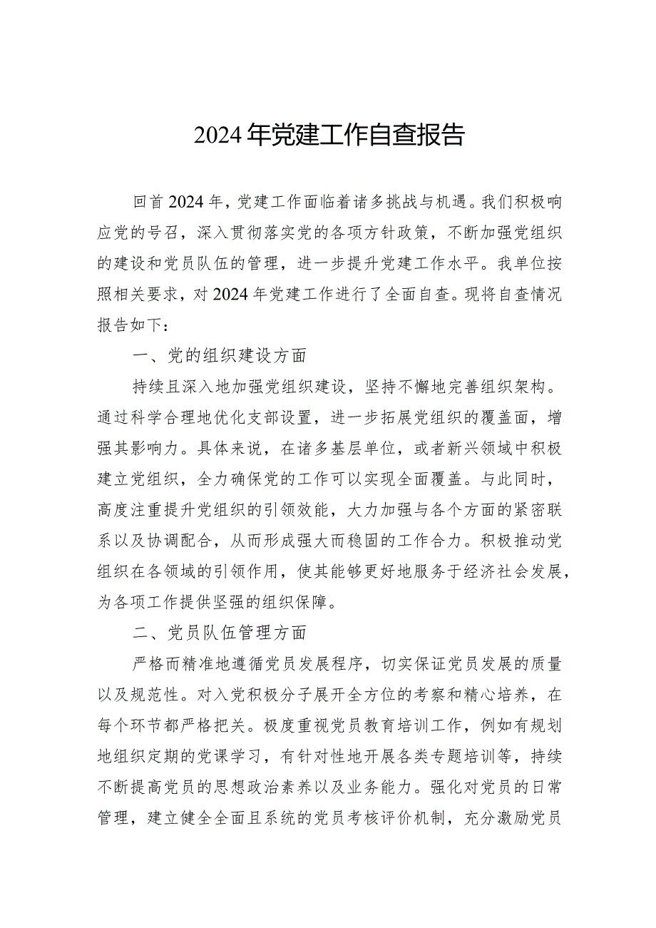 2024年党建工作自查报告.docx_第1页