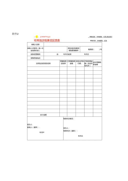 经营地涉税事项反馈表模板.docx