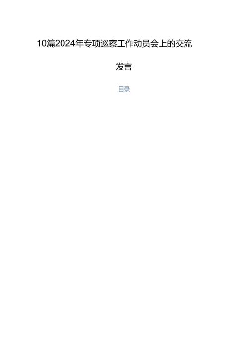 10篇2024年专项巡察工作动员会上的交流发言.docx