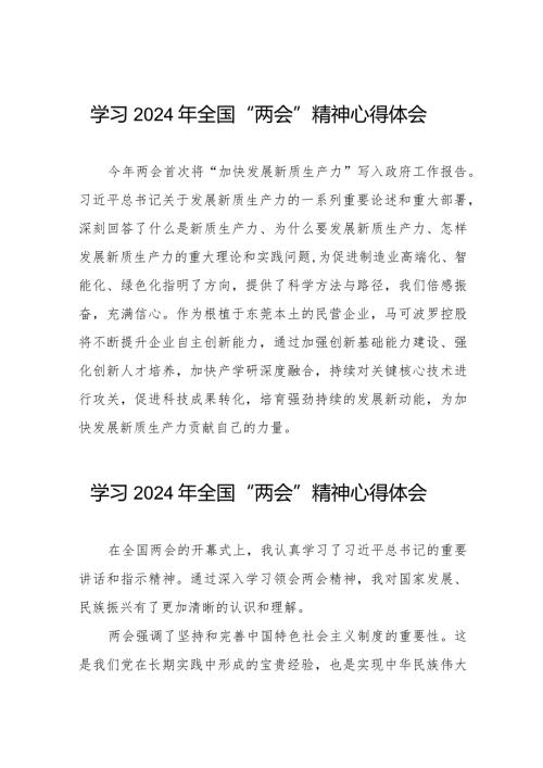 (36篇)2024全国两会精神学习感悟.docx