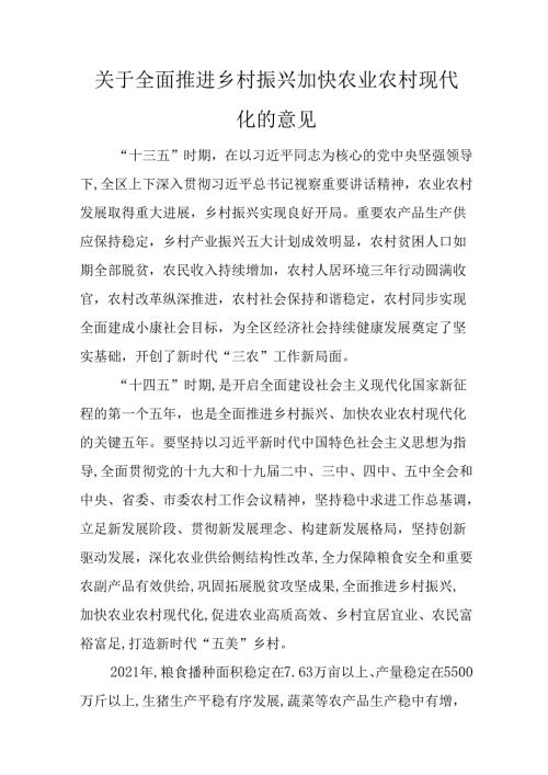 关于全面推进乡村振兴加快农业农村现代化的意见.docx