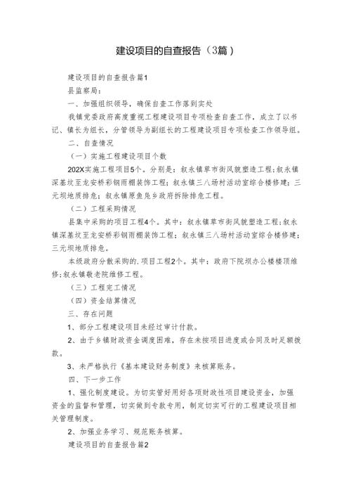 建设项目的自查报告（3篇）.docx