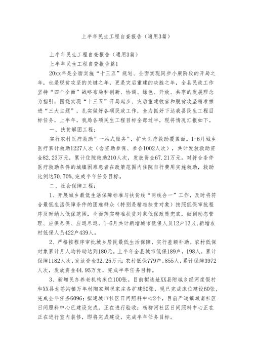 上半年民生工程自查报告（通用3篇）.docx