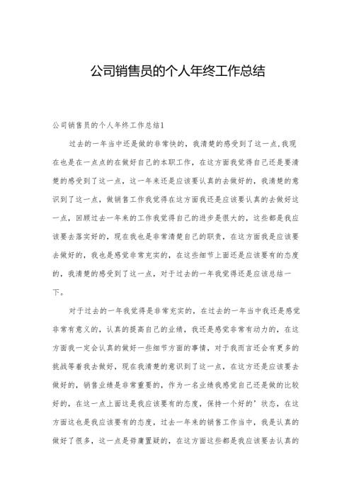 公司销售员的个人年终工作总结.docx