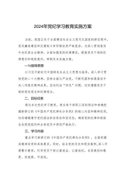 (13篇)2024年党纪学习教育计划方案.docx