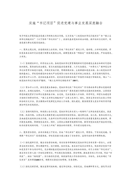 实施“书记项目”促进党建与事业发展深度融合.docx
