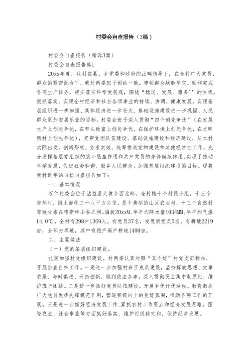 村委会自查报告（3篇）.docx