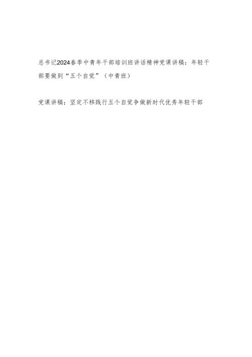 党员青年干部“五个自觉”专题党课讲稿2篇.docx