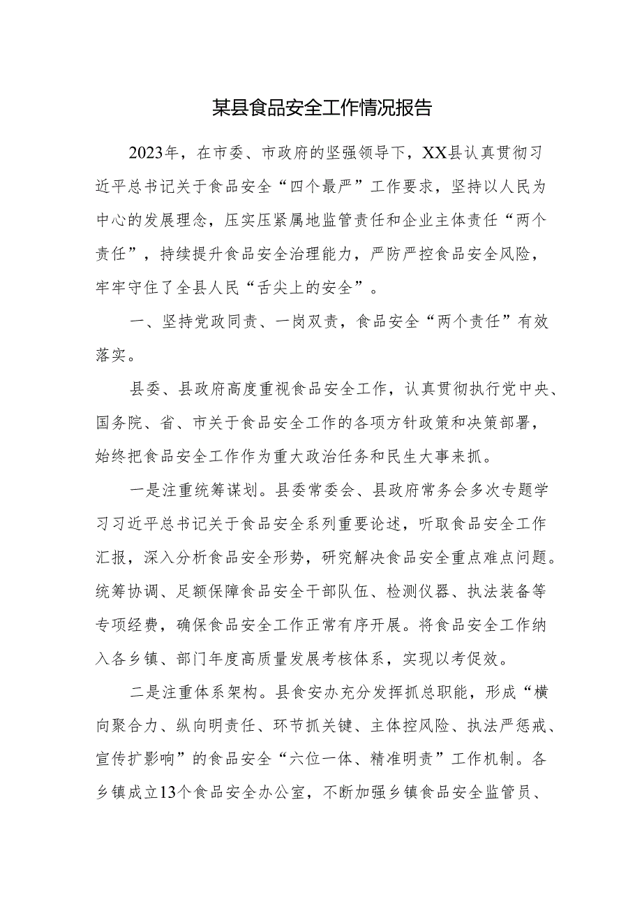 某县食品安全工作情况报告和县长在县政府食品药品安全委员会全体会议上的讲话.docx_第2页