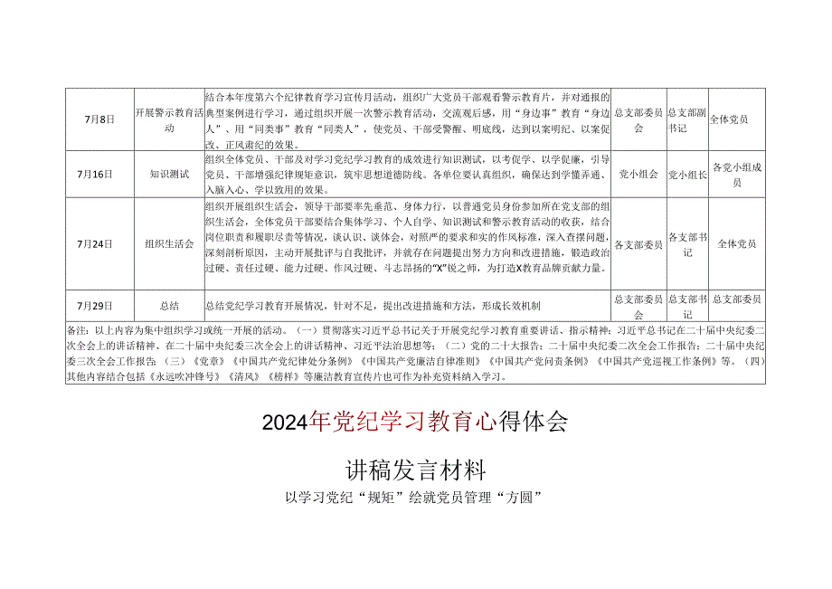 国企2024年党纪学习教育学习计划安排表（4月7月）.docx_第3页