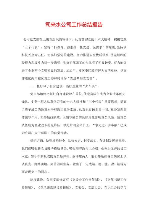 自来水公司工作总结报告.docx