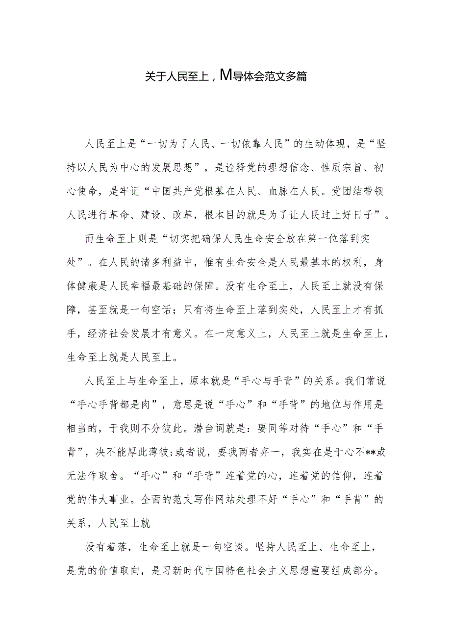 关于人民至上心得体会范文多篇.docx_第1页