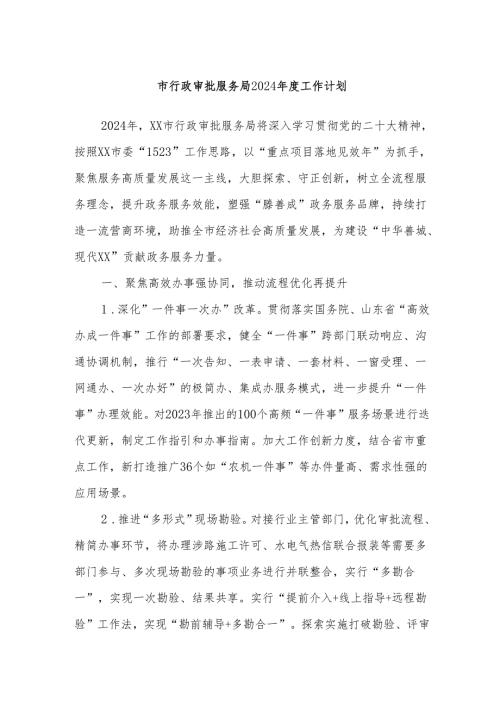 市行政审批服务局2024工作计划.docx