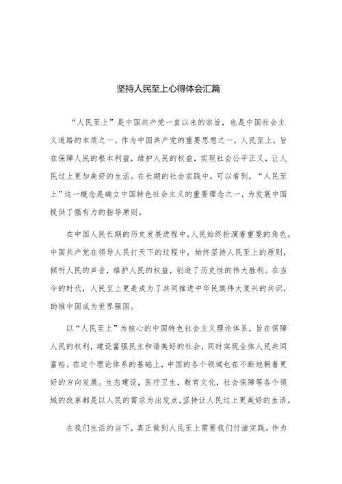 坚持人民至上心得体会汇篇.docx