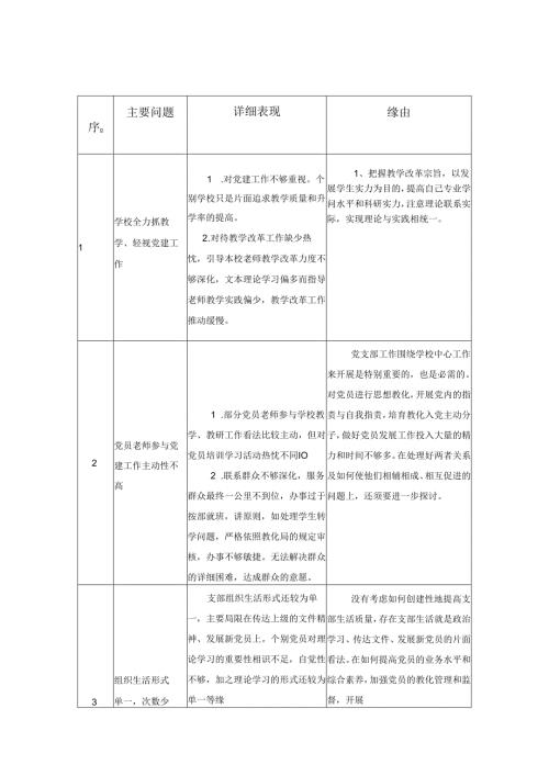 学校2024党建工作三张清单(问题、整改、责任).docx