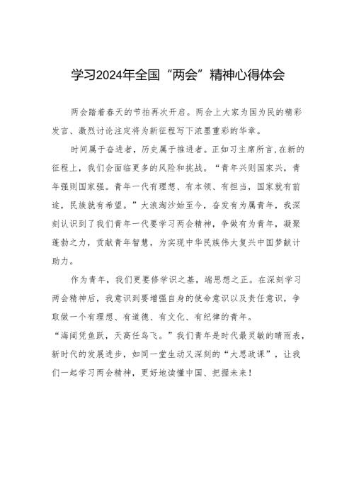 青年干部学习2024年“两会”精神心得感悟28篇.docx