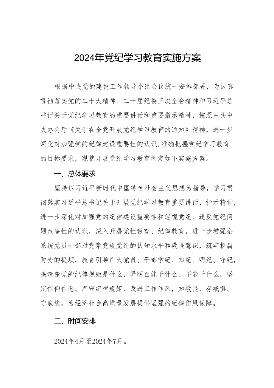 关于开展2024年党纪学习教育活动工作方案九篇.docx_第1页