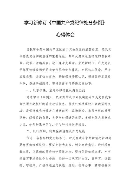 2024年学习新修订的中国共产党纪律处分条例个人心得体会 （合计8份）.docx