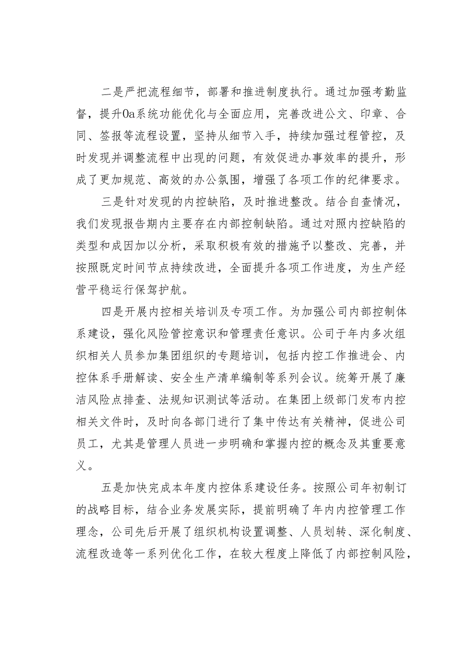 某某公司内部控制体系建设自评报告.docx_第2页