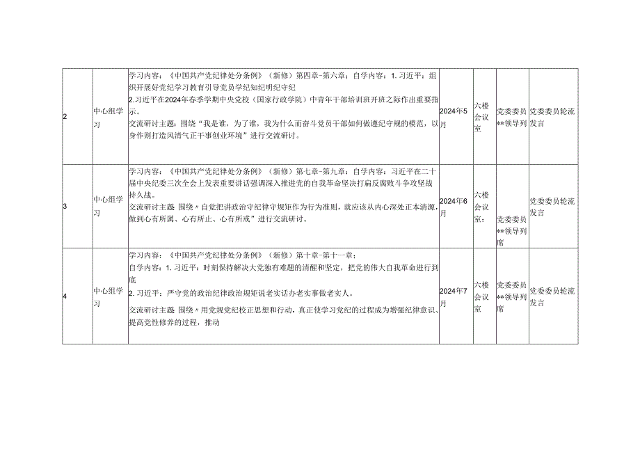3篇2024党纪学习教育计划和计划表.docx_第2页