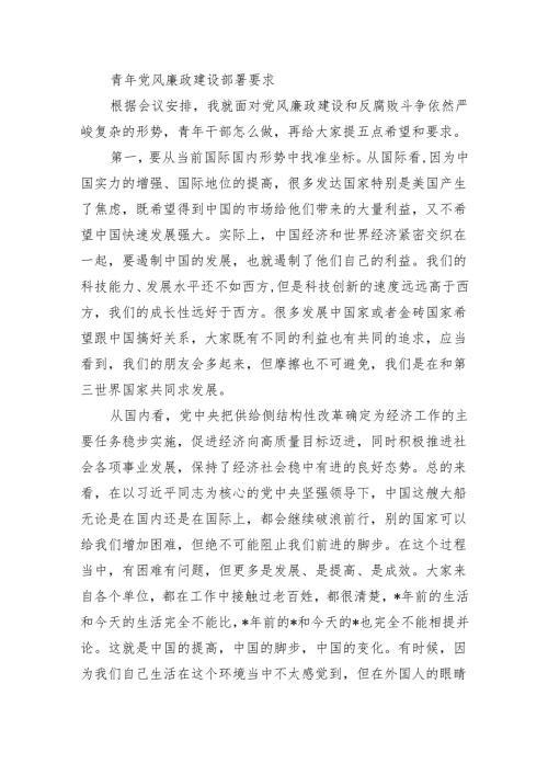 青年党风廉政建设部署要求.docx