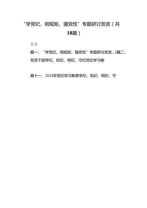 “学党纪、明规矩、强党性”专题研讨发言18篇（最新版）.docx