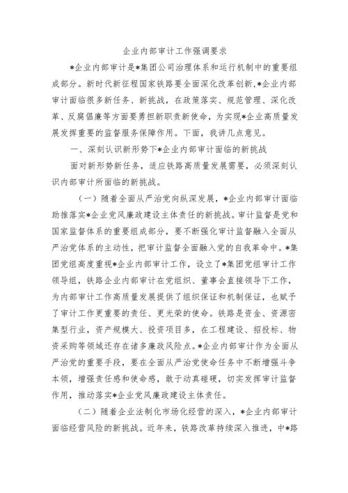 企业内部审计工作强调要求.docx