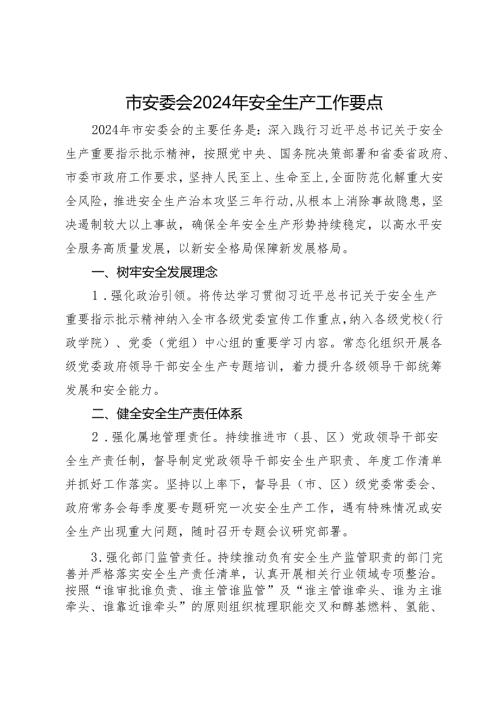 市安委会2024年安全生产工作要点.docx