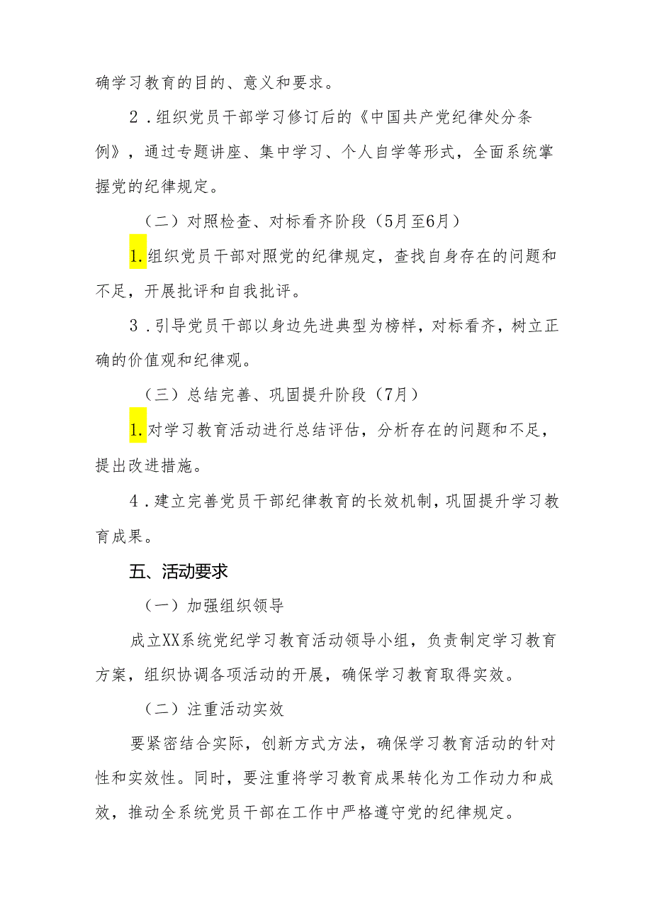 2024年关于开展《中国共产党纪律处分条例》党纪学习教育方案十篇.docx_第2页