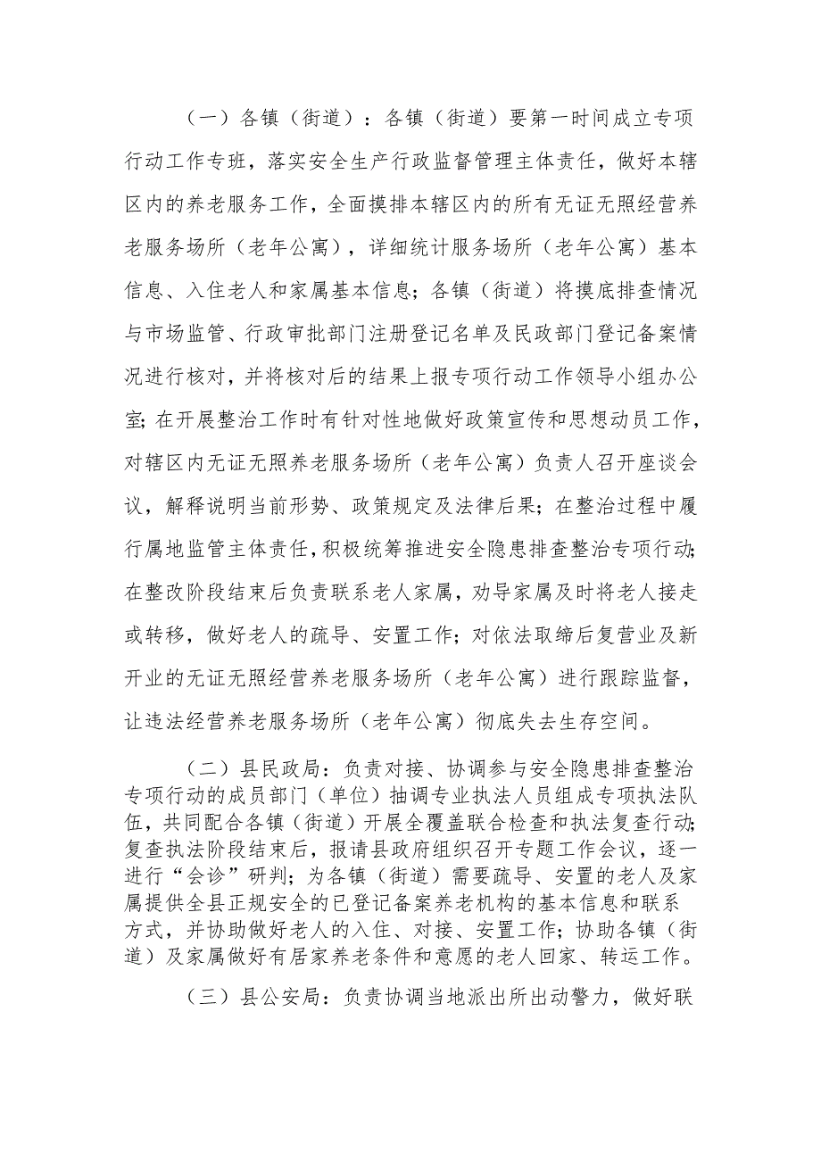 XX县无证无照经营养老服务场所（老年公寓）安全隐患排查整治专项行动方案.docx_第3页