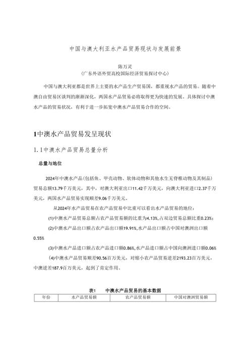 中澳水产品贸易现状与发展潜力分析20240629.docx