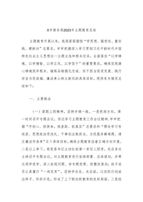 X市商务局2023年主题教育总结.docx