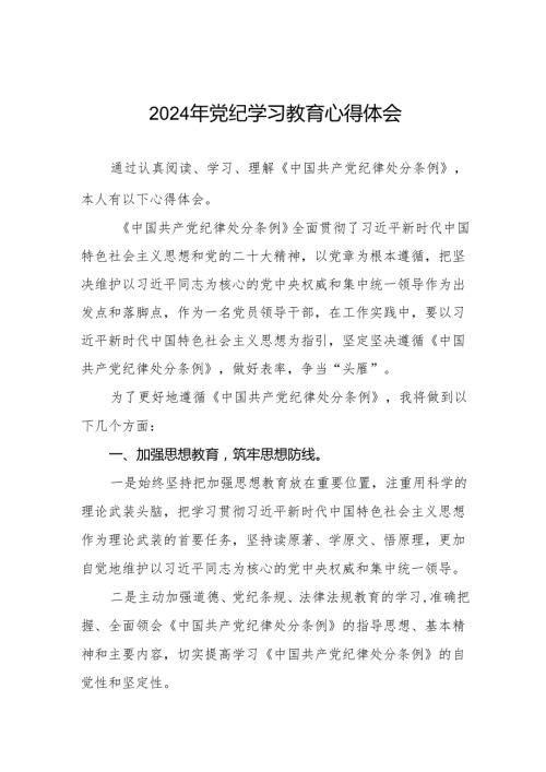 2024党纪学习教育活动学习心得体会(七篇).docx