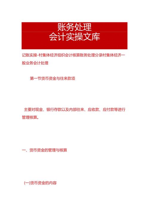 记账实操 村集体经济组织会计核算账务处理分录.docx