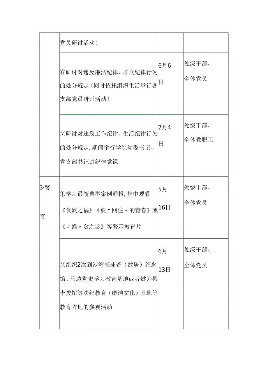 2024年党纪学习教育实施方案计划表（三篇）.docx_第3页