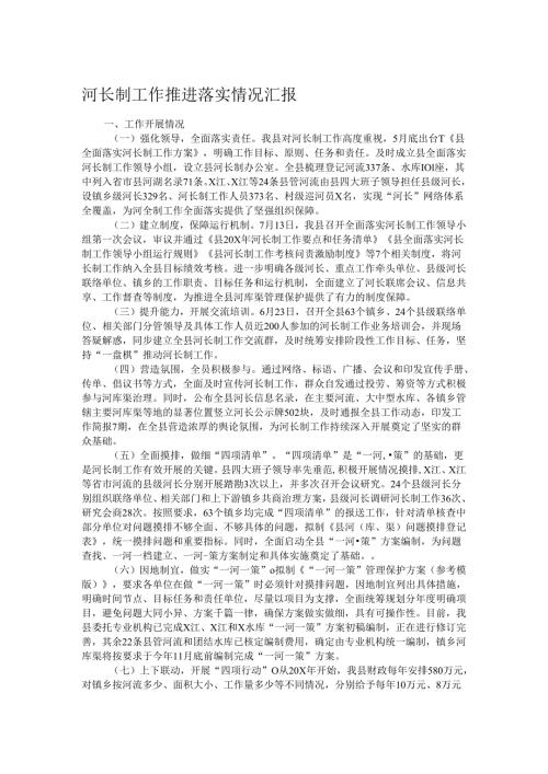 河长制工作推进落实情况汇报.docx