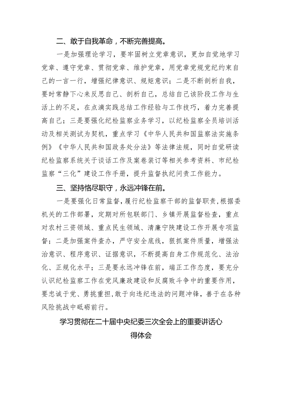 学习贯彻二十中央纪委三次全会精神心得体会研讨发言材料最新精选版（5篇）.docx_第2页