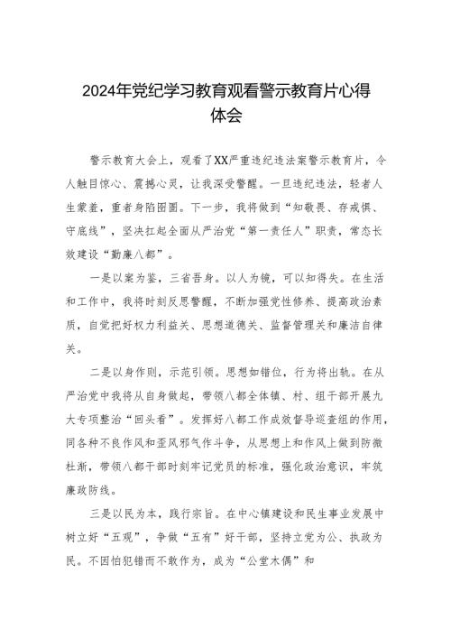 机关干部2024年党纪学习教育观看警示教育片的心得体会六篇.docx