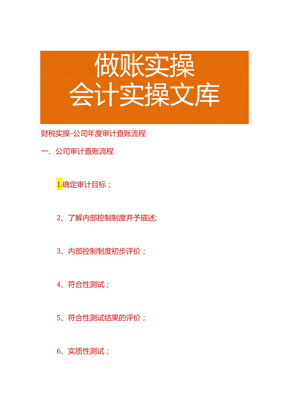 财税实操公司审计查账流程.docx_第1页