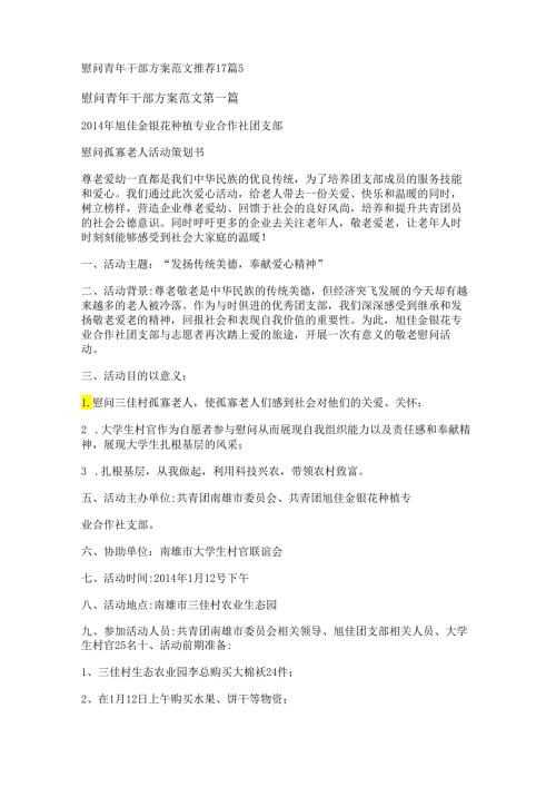 新慰问青年干部方案范文推荐17篇.docx