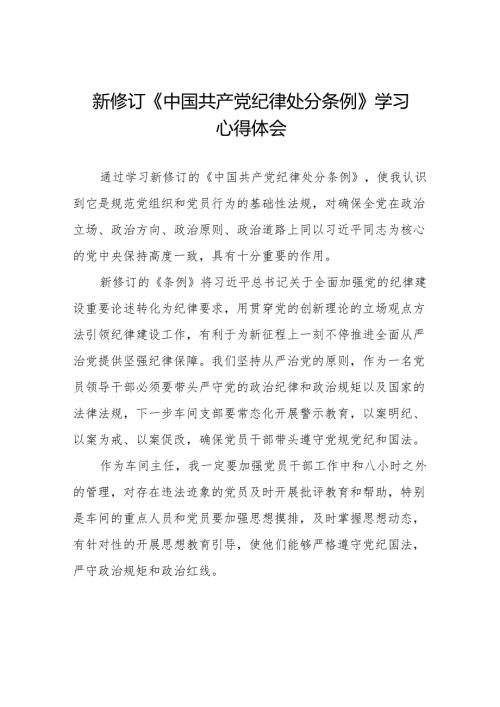 学习2024新版中国共产党纪律处分条例的心得体会发言材料十三篇.docx