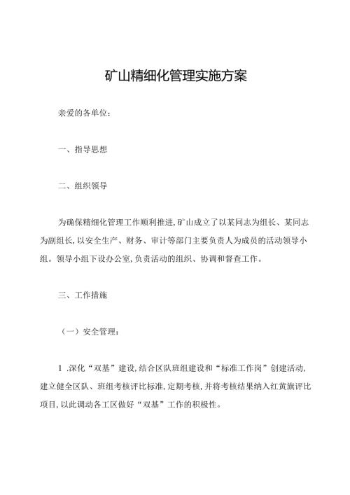 矿山精细化管理实施方案.docx