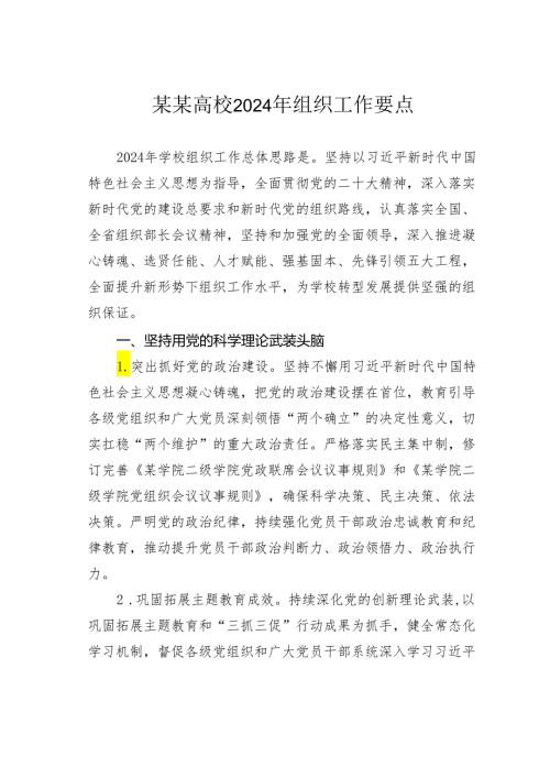 某某高校2024年组织工作要点.docx