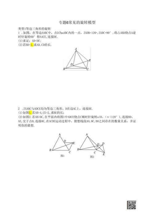 专题6常见的旋转模型【8年级(下)专题】.docx