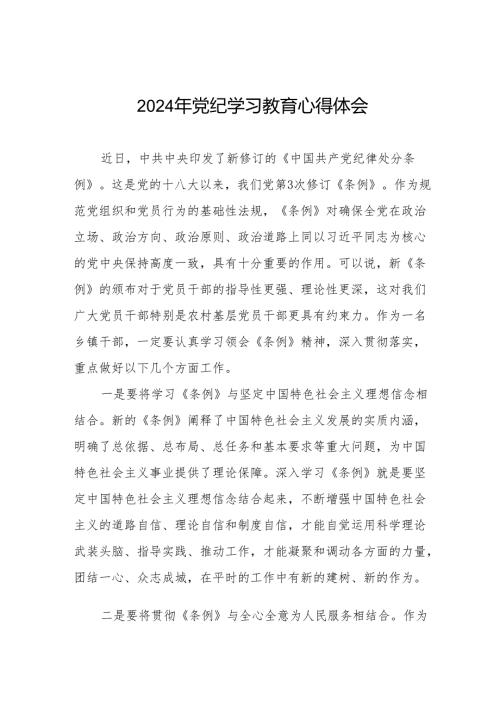 乡镇干部关于2024年党纪教育活动的心得体会发言材料19篇.docx